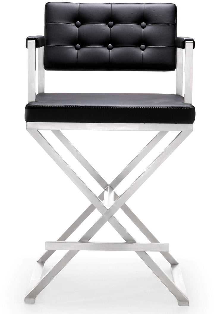 TOV Furniture Director Black Stainless Steel Counter Stool OTTOMANS, POUFS, + STOOLS