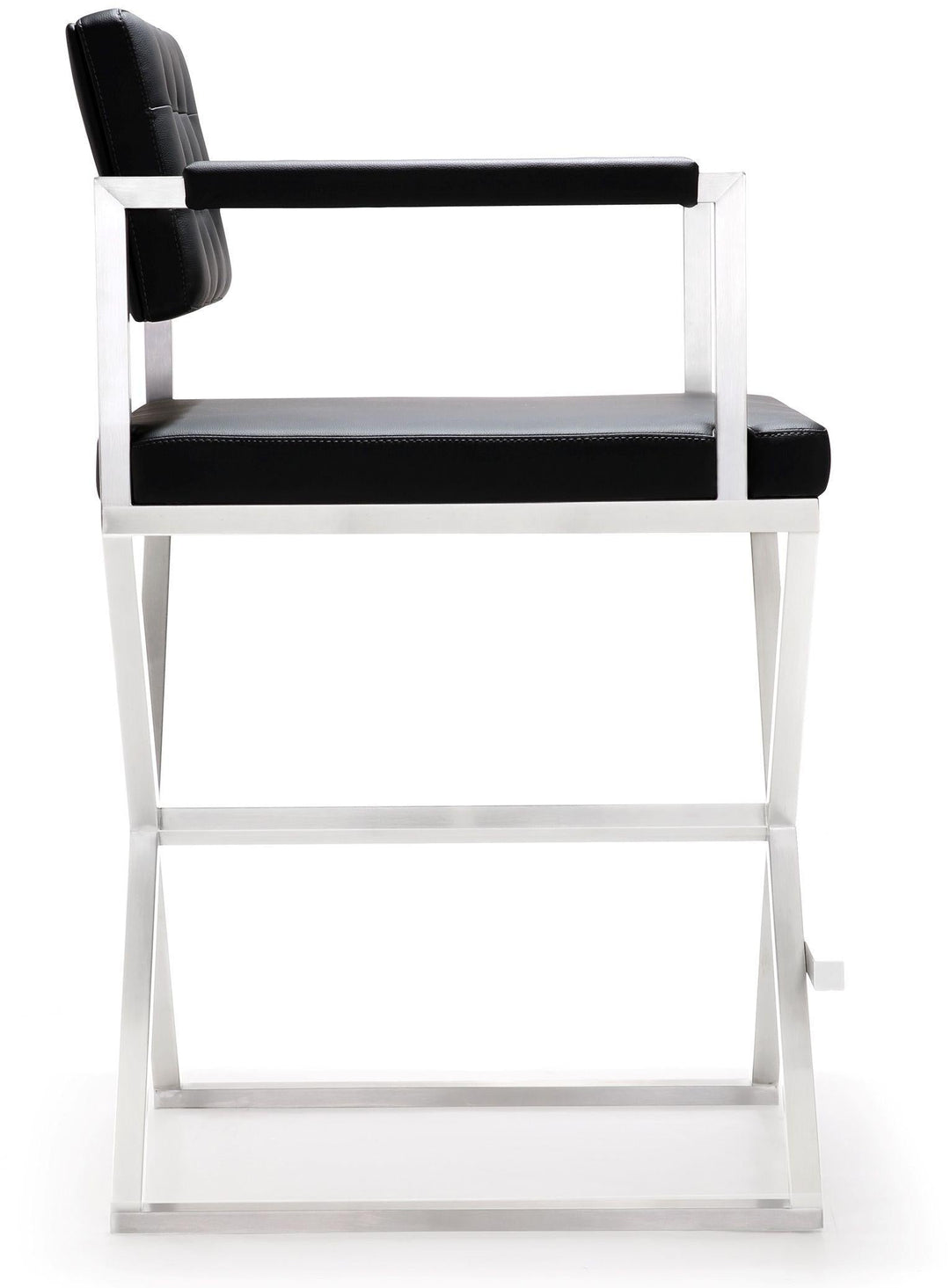 TOV Furniture Director Black Stainless Steel Counter Stool OTTOMANS, POUFS, + STOOLS