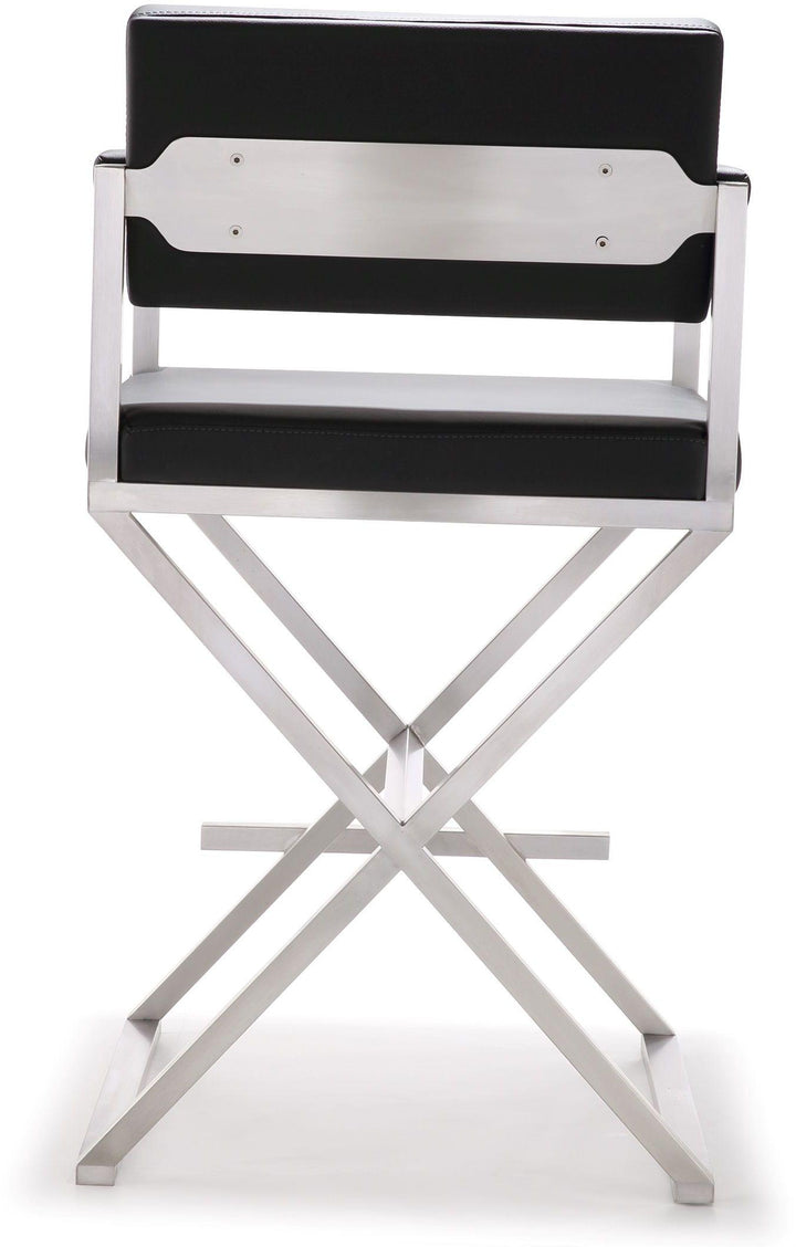 TOV Furniture Director Black Stainless Steel Counter Stool OTTOMANS, POUFS, + STOOLS