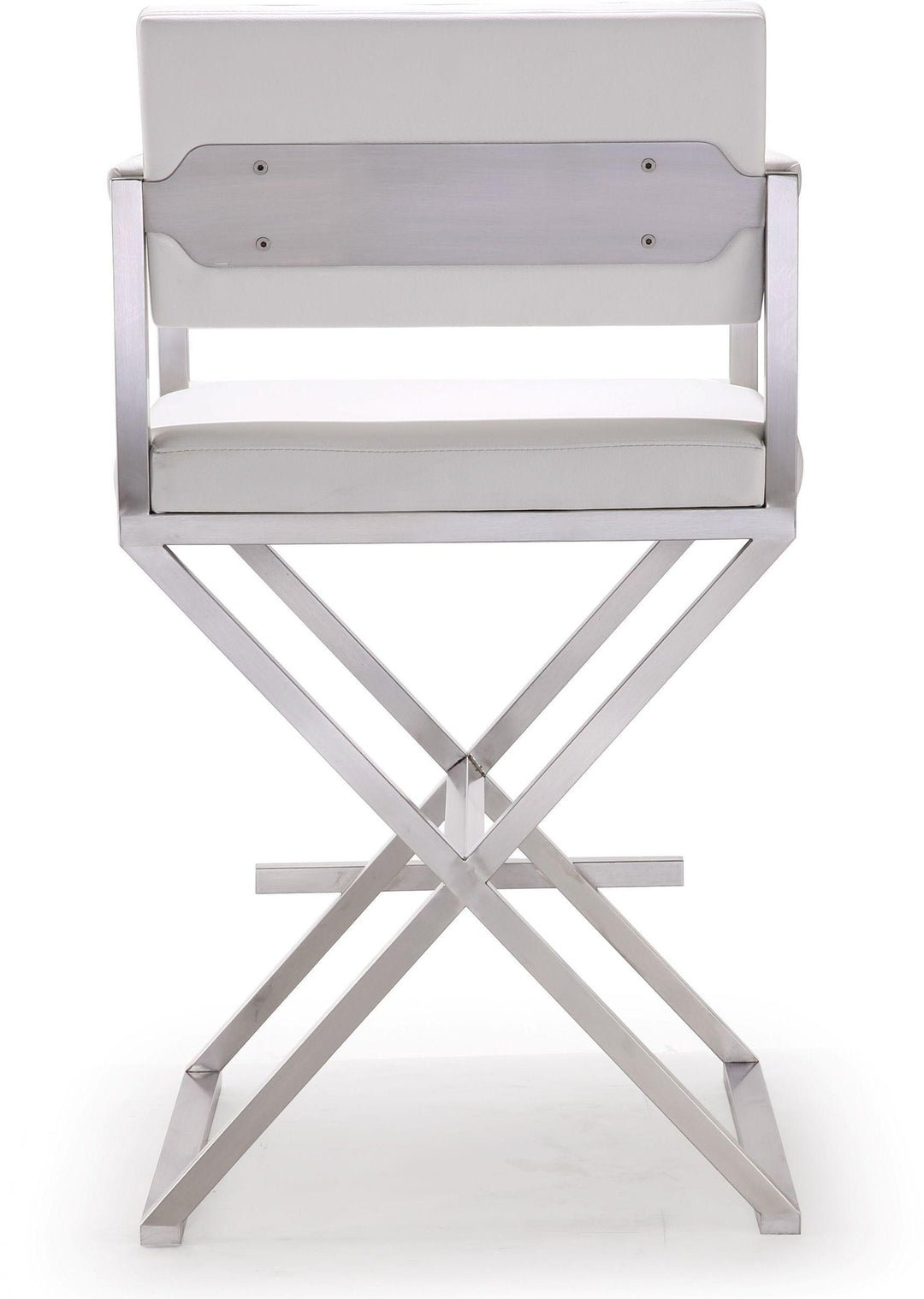 TOV Furniture Director White Stainless Steel Counter Stool OTTOMANS, POUFS, + STOOLS
