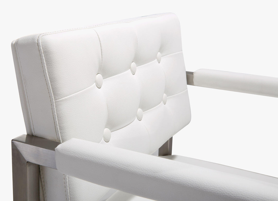 TOV Furniture Director White Stainless Steel Counter Stool OTTOMANS, POUFS, + STOOLS