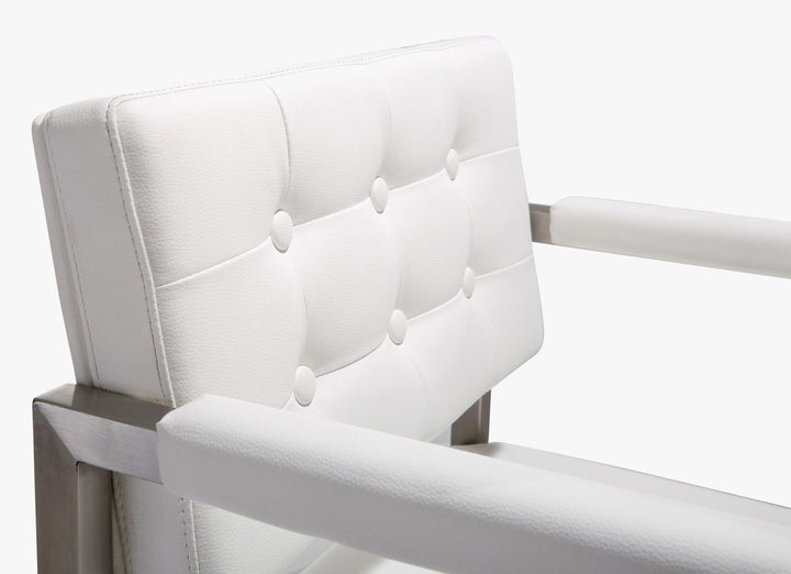 TOV Furniture Director White Stainless Steel Counter Stool OTTOMANS, POUFS, + STOOLS