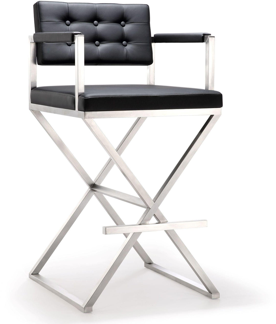 American Home Furniture | TOV Furniture - Director Black Stainless Steel Barstool