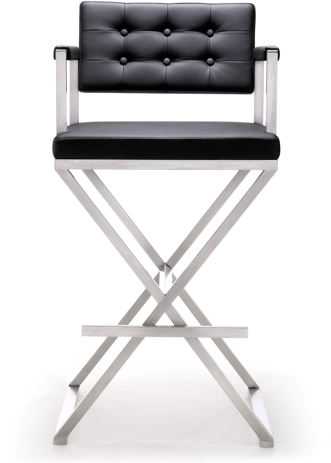 American Home Furniture | TOV Furniture - Director Black Stainless Steel Barstool