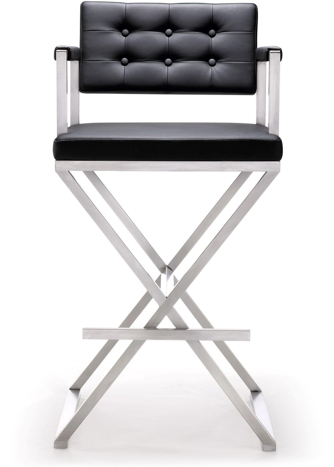 TOV Furniture Director Black Stainless Steel Barstool OTTOMANS, POUFS, + STOOLS