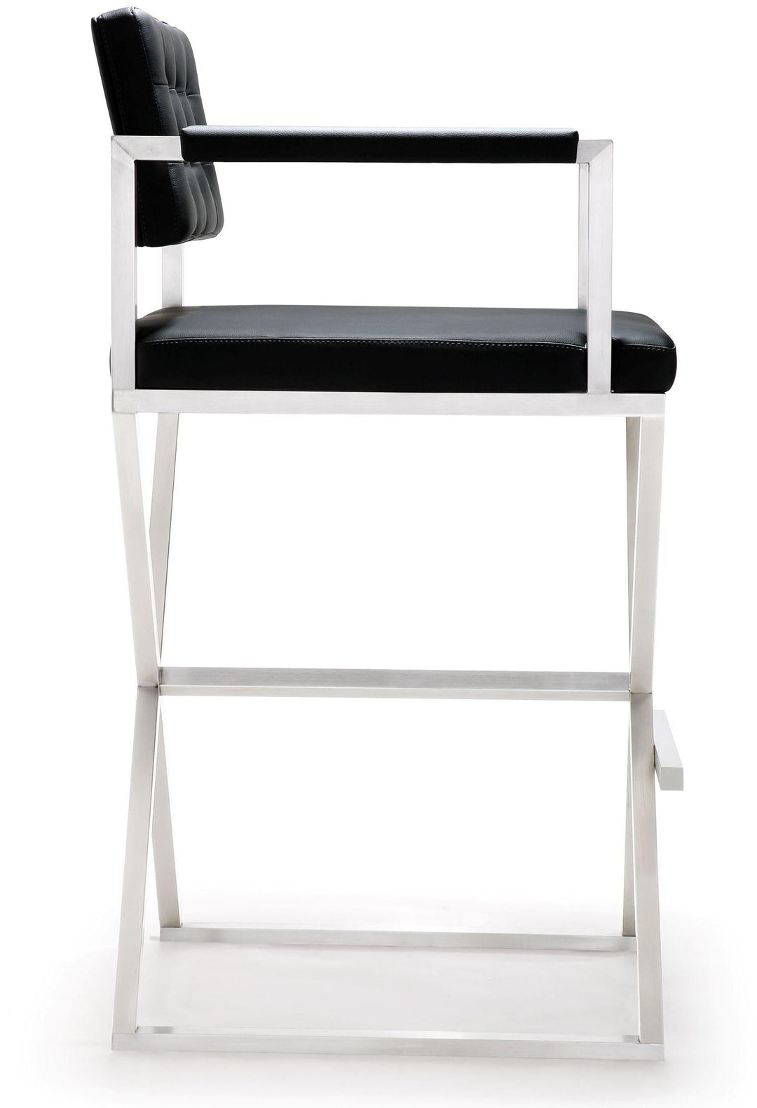 TOV Furniture Director Black Stainless Steel Barstool OTTOMANS, POUFS, + STOOLS