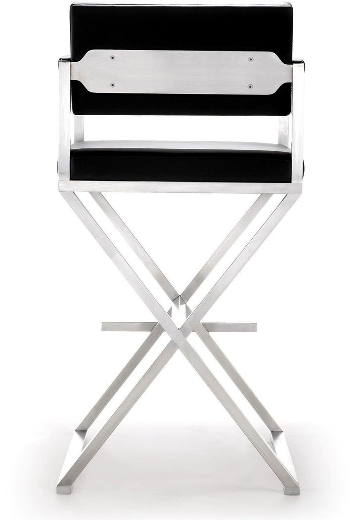 TOV Furniture Director Black Stainless Steel Barstool OTTOMANS, POUFS, + STOOLS