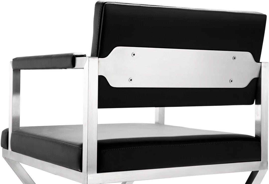 TOV Furniture Director Black Stainless Steel Barstool OTTOMANS, POUFS, + STOOLS