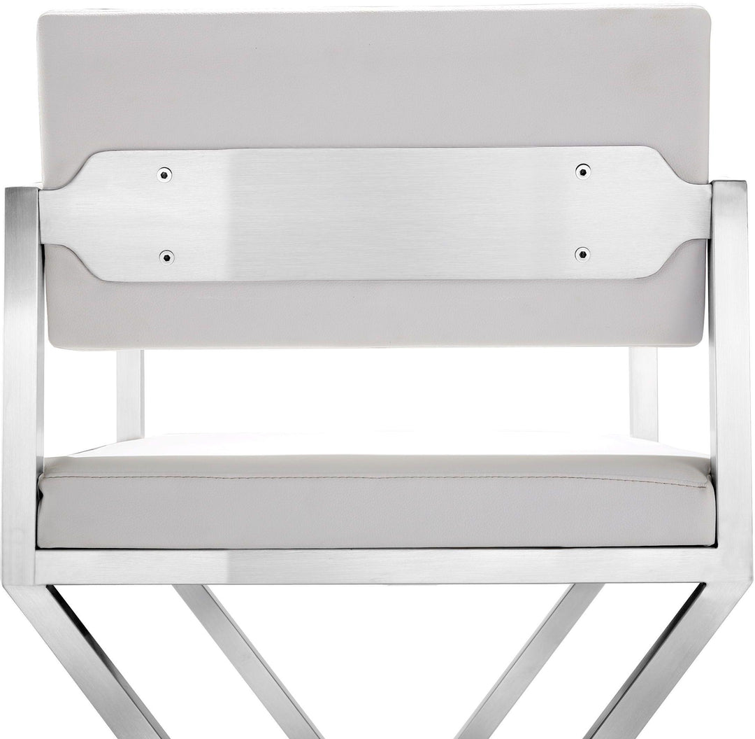TOV Furniture Director White Stainless Steel Barstool OTTOMANS, POUFS, + STOOLS