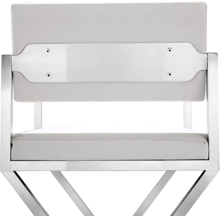 TOV Furniture Director White Stainless Steel Barstool OTTOMANS, POUFS, + STOOLS