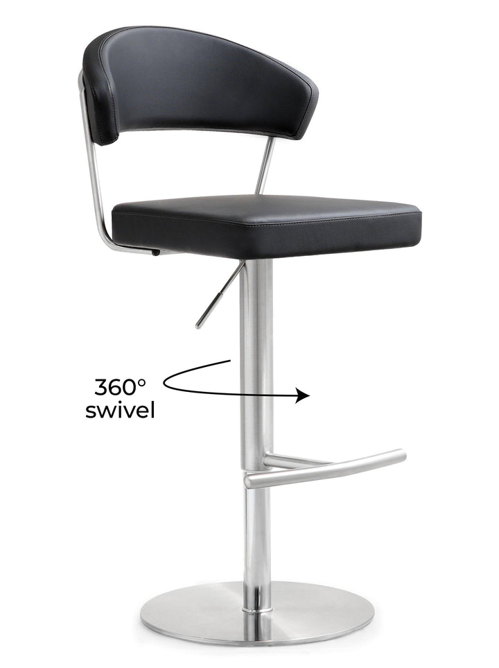 TOV Furniture Cosmo Black Stainless Steel Barstool OTTOMANS, POUFS, + STOOLS