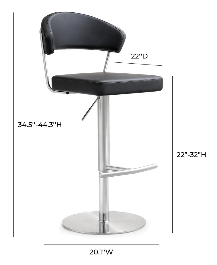 TOV Furniture Cosmo Black Stainless Steel Barstool OTTOMANS, POUFS, + STOOLS