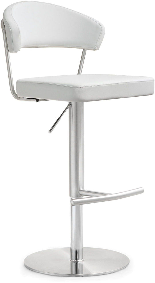 TOV Furniture Cosmo White Stainless Steel Barstool OTTOMANS, POUFS, + STOOLS