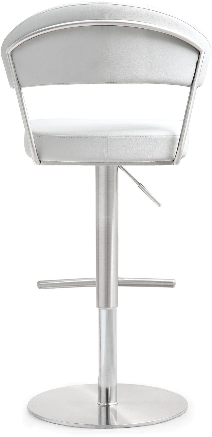 TOV Furniture Cosmo White Stainless Steel Barstool OTTOMANS, POUFS, + STOOLS