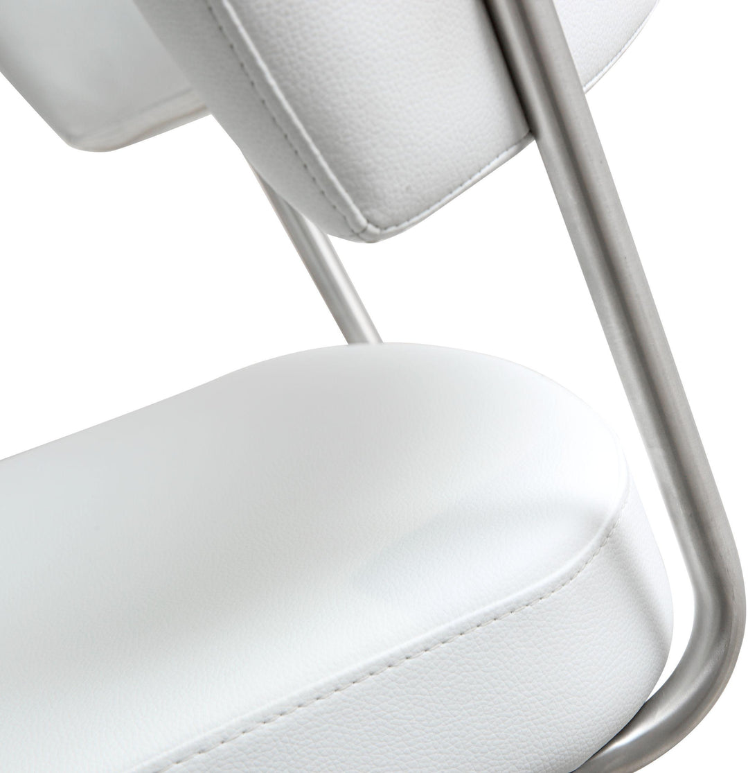TOV Furniture Cosmo White Stainless Steel Barstool OTTOMANS, POUFS, + STOOLS