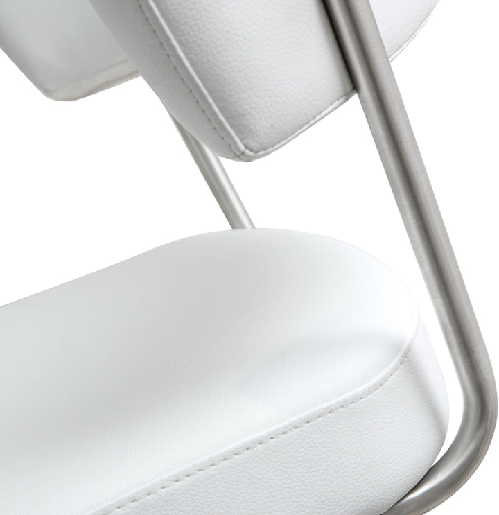 TOV Furniture Cosmo White Stainless Steel Barstool OTTOMANS, POUFS, + STOOLS