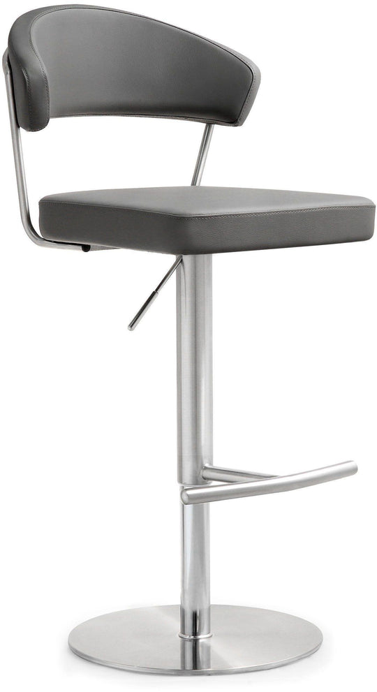 TOV Furniture Cosmo Grey Stainless Steel Barstool OTTOMANS, POUFS, + STOOLS