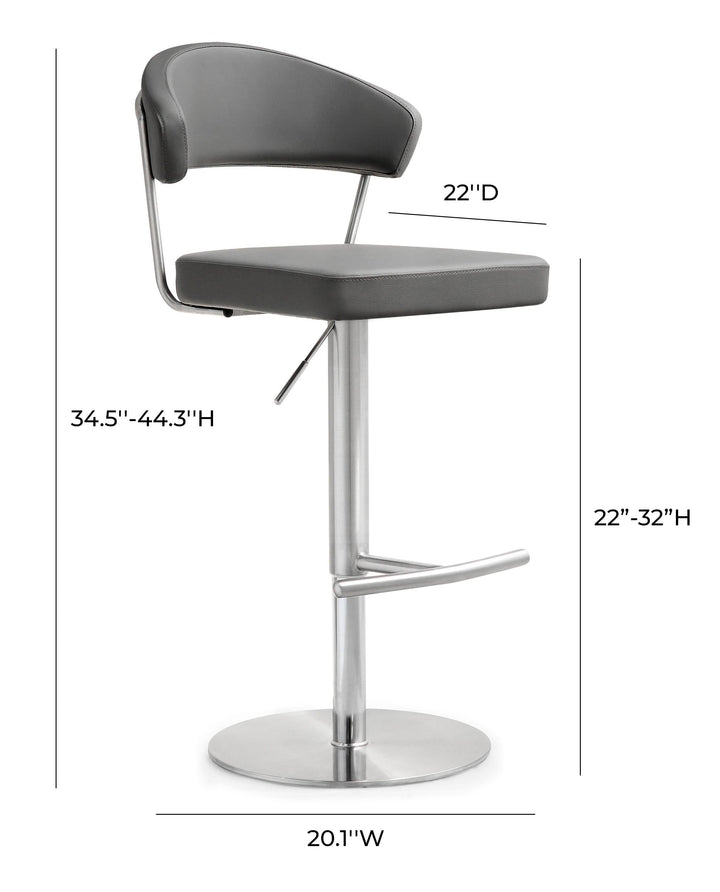 TOV Furniture Cosmo Grey Stainless Steel Barstool OTTOMANS, POUFS, + STOOLS
