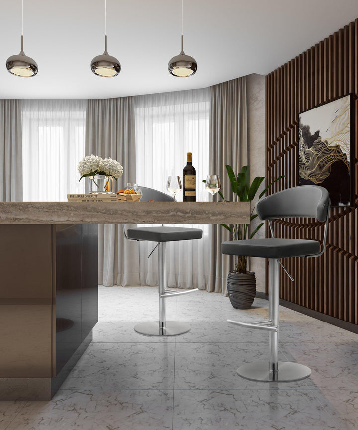 TOV Furniture Cosmo Grey Stainless Steel Barstool OTTOMANS, POUFS, + STOOLS