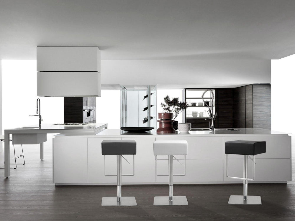 American Home Furniture | TOV Furniture - Seville White Stainless Adjustable Barstool