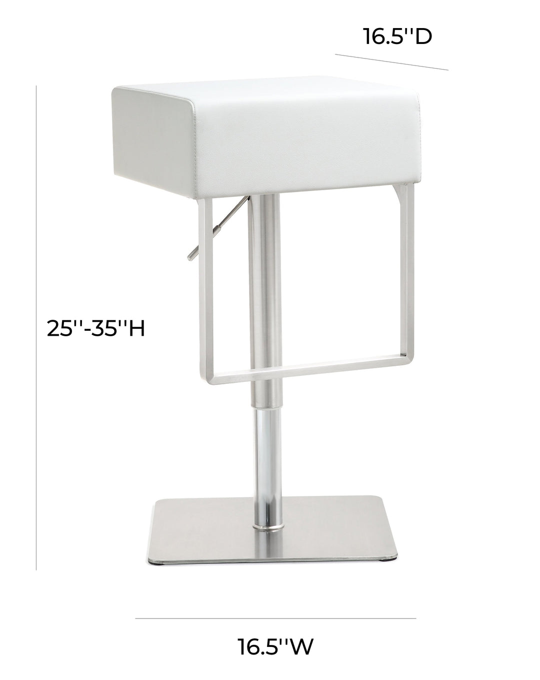 American Home Furniture | TOV Furniture - Seville White Stainless Adjustable Barstool