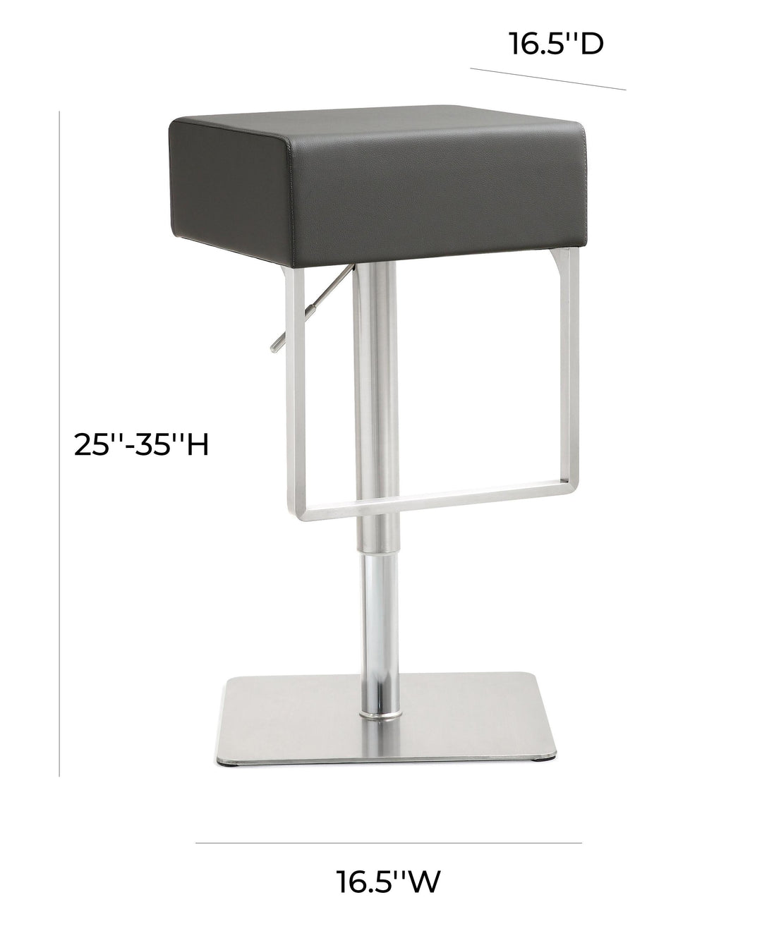American Home Furniture | TOV Furniture - Seville Grey Stainless Adjustable Barstool
