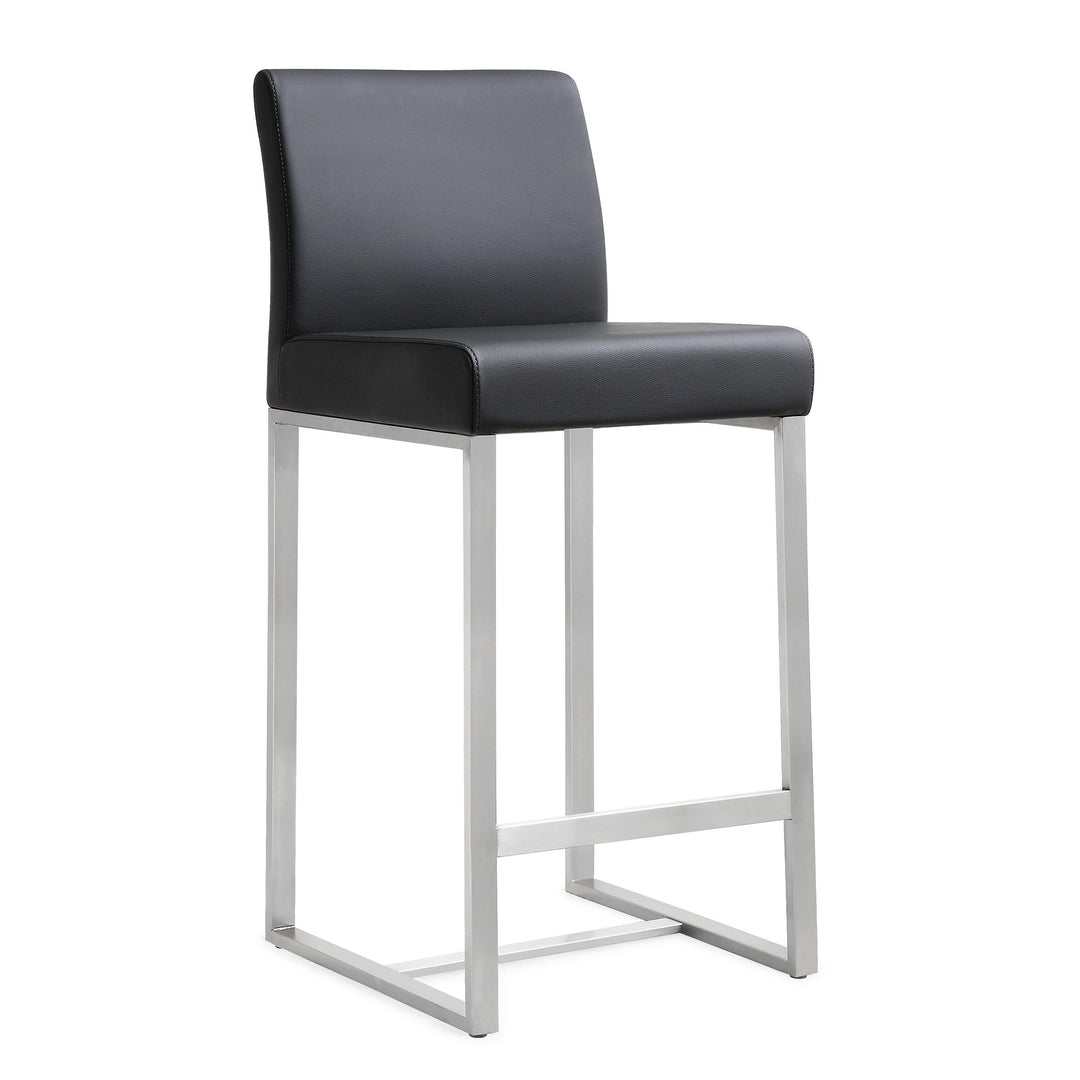 American Home Furniture | TOV Furniture - Denmark Black Stainless Steel Counter Stool (Set of 2)
