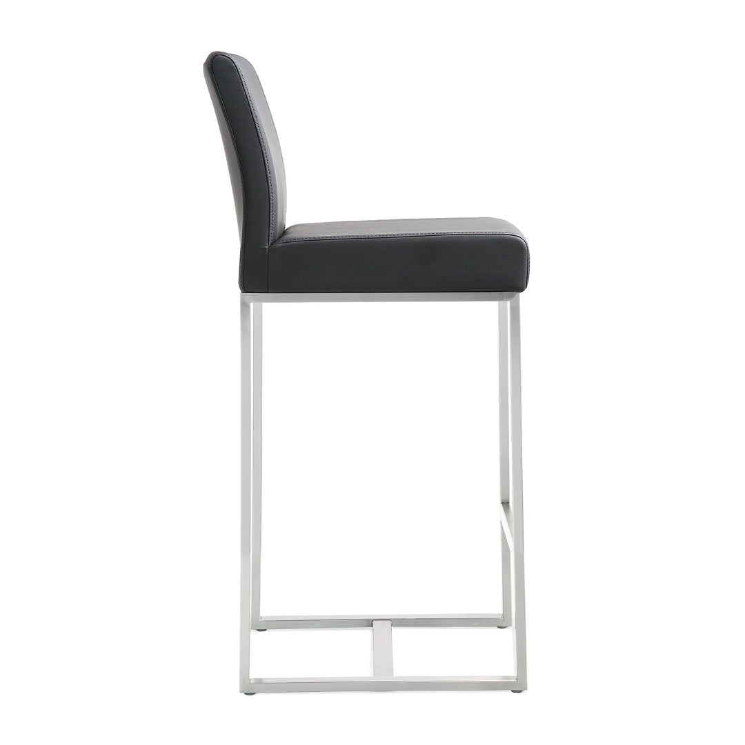 TOV Furniture Denmark Black Stainless Steel Counter Stool (Set of 2) OTTOMANS, POUFS, + STOOLS