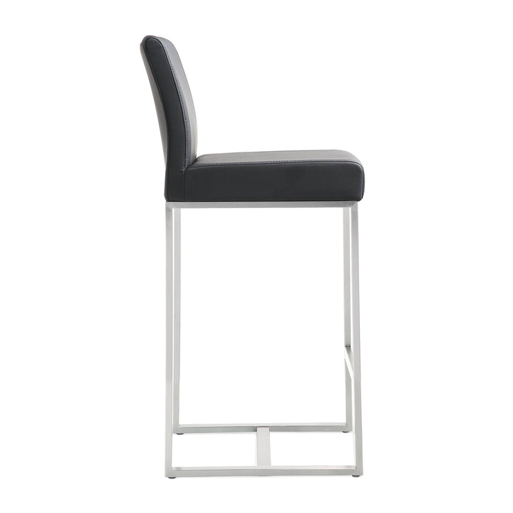 TOV Furniture Denmark Black Stainless Steel Counter Stool (Set of 2) OTTOMANS, POUFS, + STOOLS