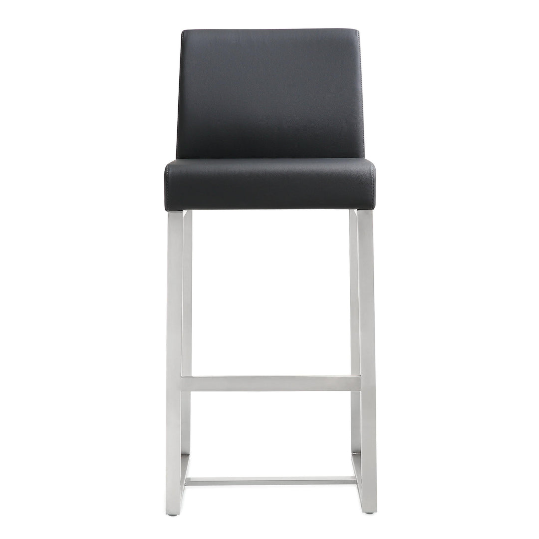 TOV Furniture Denmark Black Stainless Steel Counter Stool (Set of 2) OTTOMANS, POUFS, + STOOLS