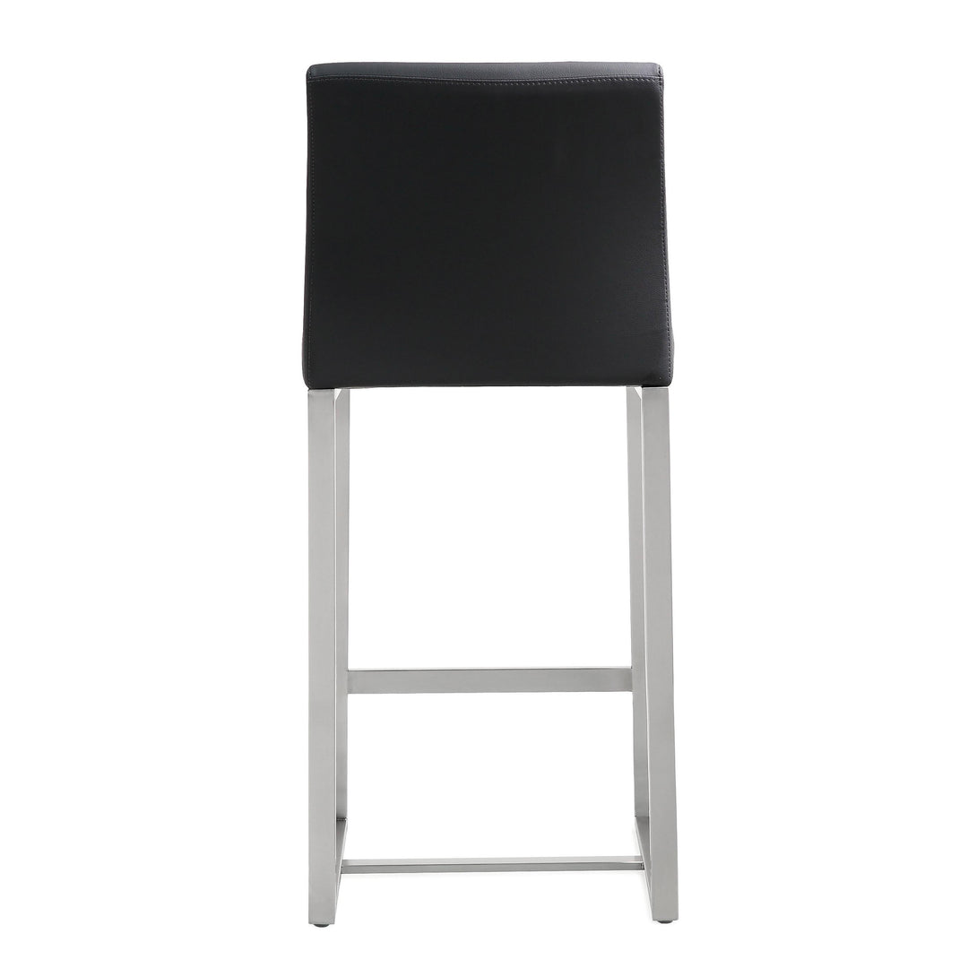 TOV Furniture Denmark Black Stainless Steel Counter Stool (Set of 2) OTTOMANS, POUFS, + STOOLS