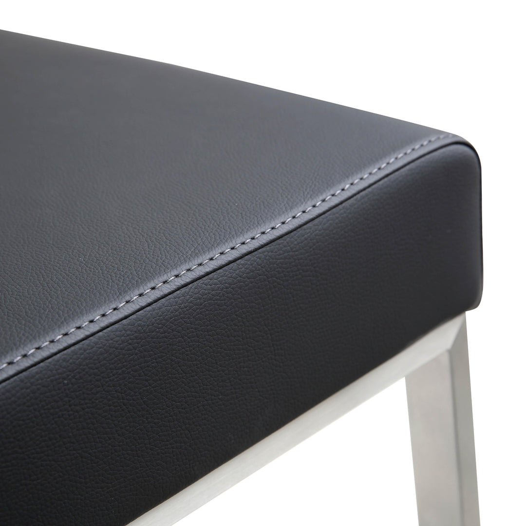 TOV Furniture Denmark Black Stainless Steel Counter Stool (Set of 2) OTTOMANS, POUFS, + STOOLS