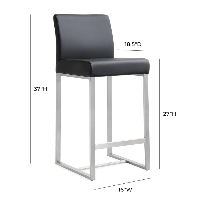 TOV Furniture Denmark Black Stainless Steel Counter Stool (Set of 2) OTTOMANS, POUFS, + STOOLS