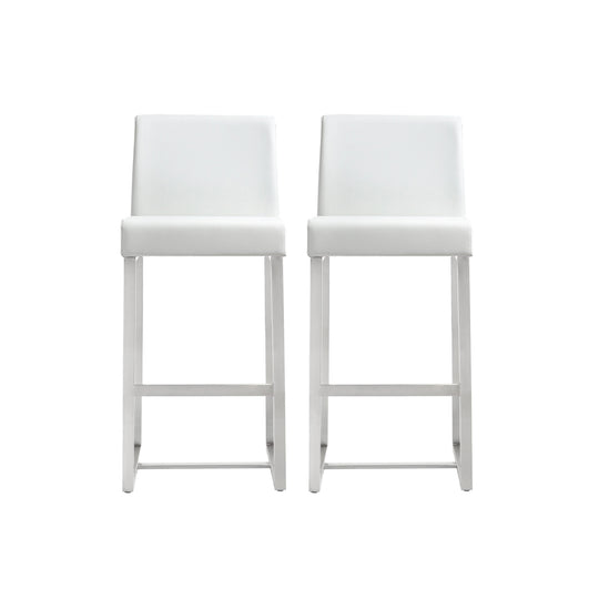 TOV Furniture Denmark White Stainless Steel Counter Stool (Set of 2) OTTOMANS, POUFS, + STOOLS