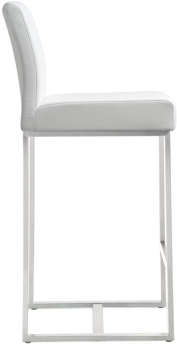 TOV Furniture Denmark White Stainless Steel Counter Stool (Set of 2) OTTOMANS, POUFS, + STOOLS
