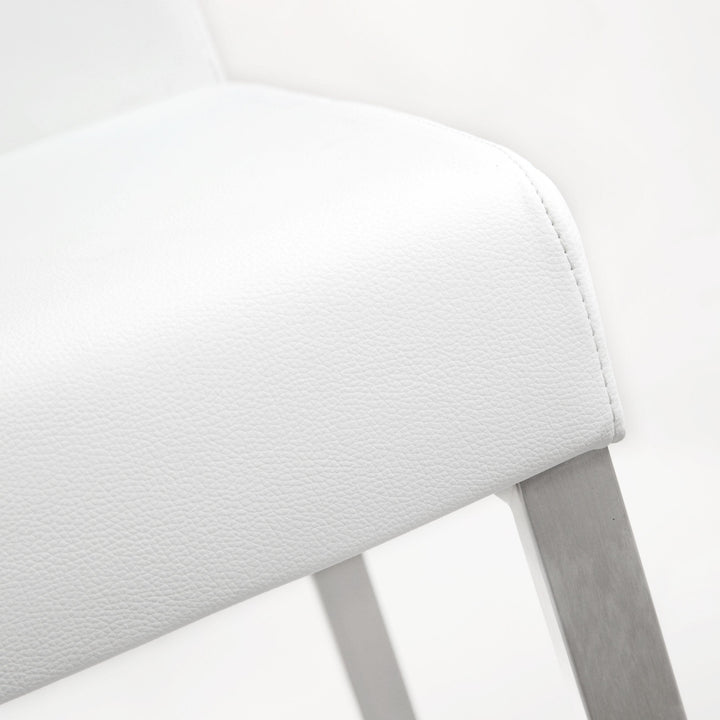 TOV Furniture Denmark White Stainless Steel Counter Stool (Set of 2) OTTOMANS, POUFS, + STOOLS