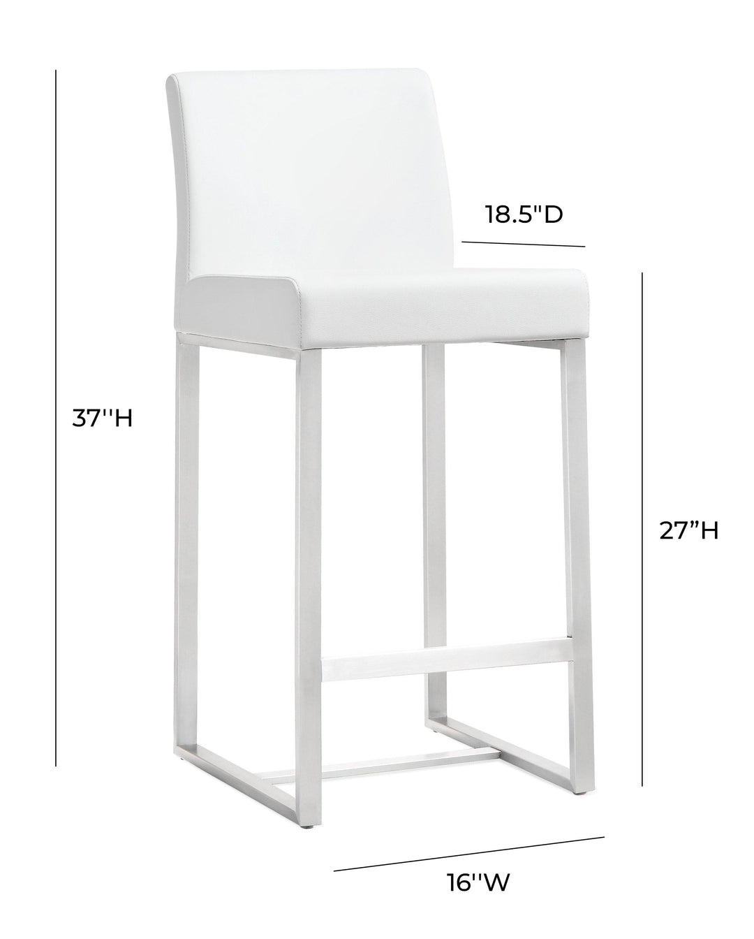 American Home Furniture | TOV Furniture - Denmark White Stainless Steel Counter Stool (Set of 2)