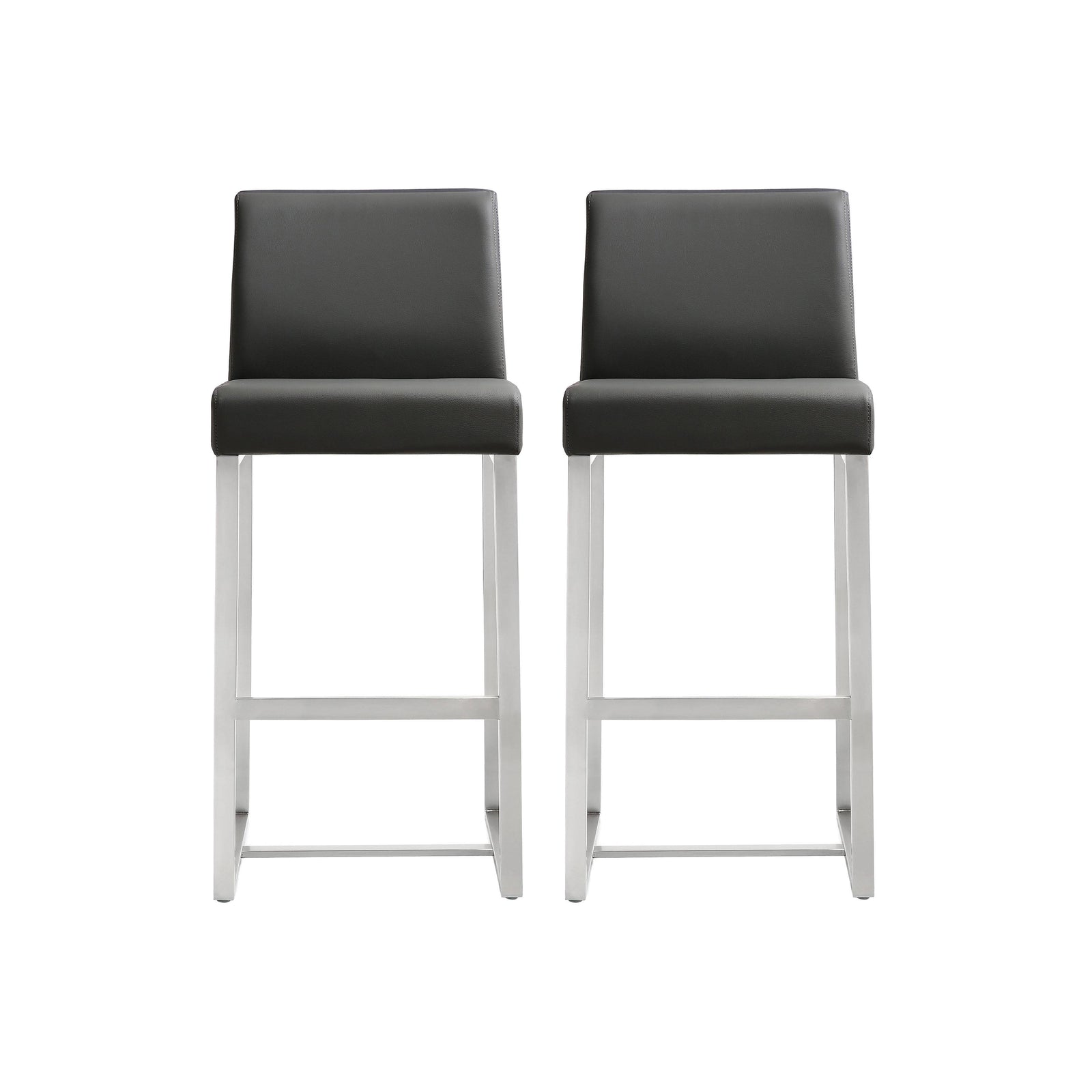 TOV Furniture Denmark Grey Stainless Steel Counter Stool (Set of 2) OTTOMANS, POUFS, + STOOLS