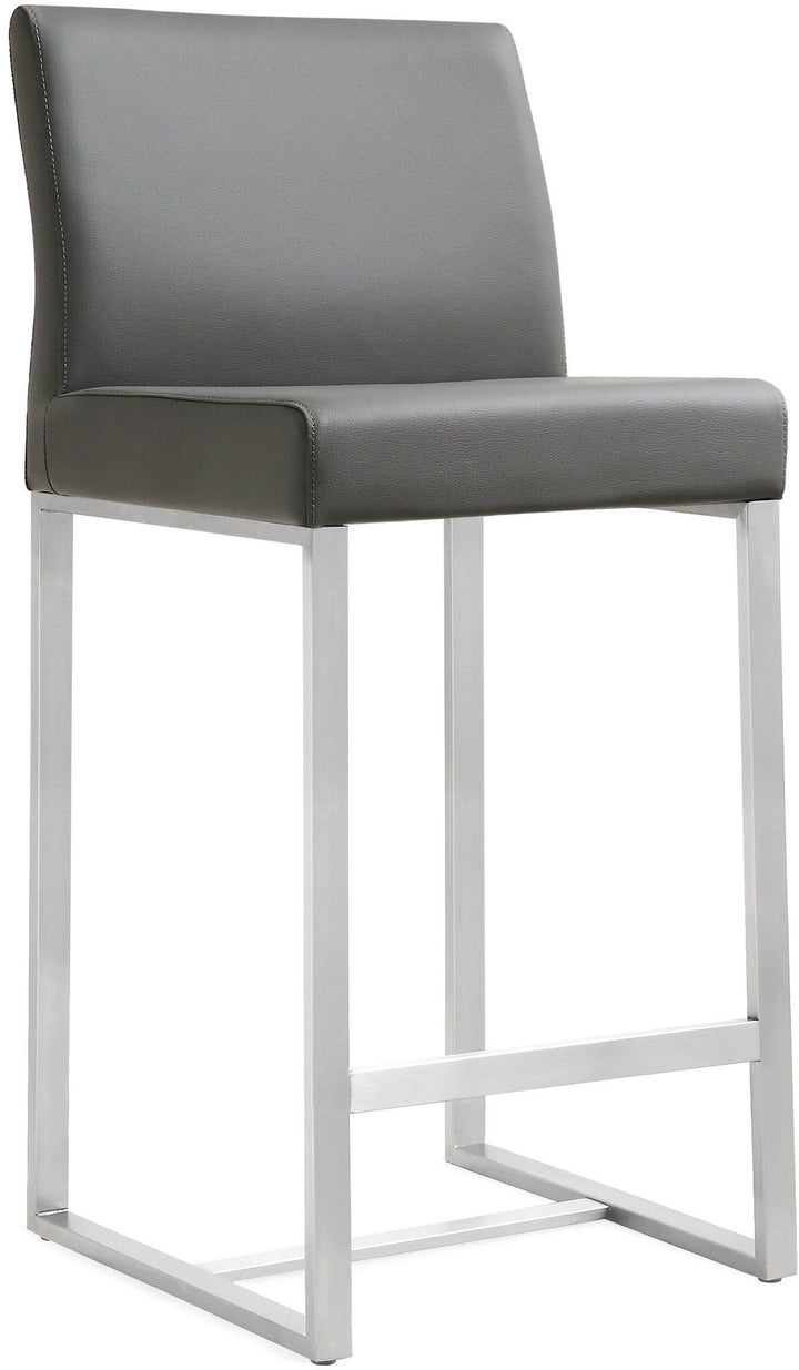 American Home Furniture | TOV Furniture - Denmark Grey Stainless Steel Counter Stool (Set of 2)