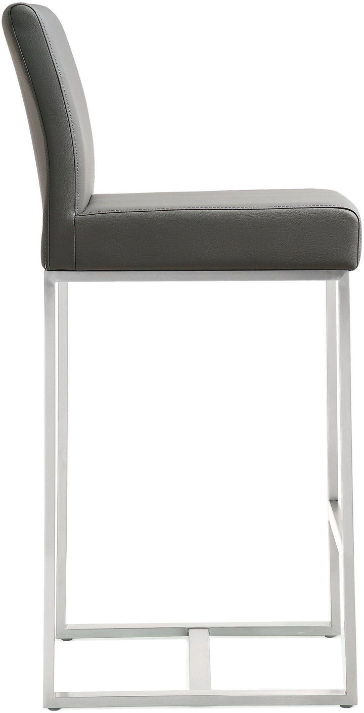 TOV Furniture Denmark Grey Stainless Steel Counter Stool (Set of 2) OTTOMANS, POUFS, + STOOLS