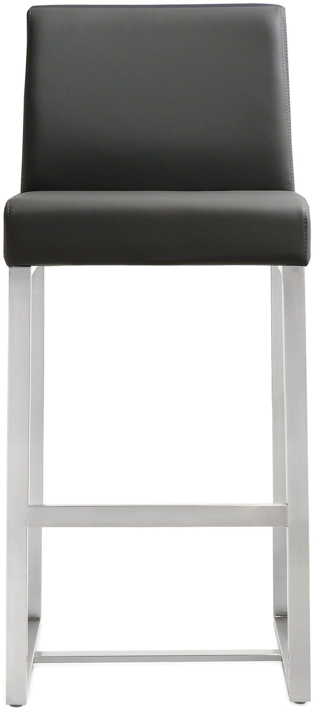 TOV Furniture Denmark Grey Stainless Steel Counter Stool (Set of 2) OTTOMANS, POUFS, + STOOLS