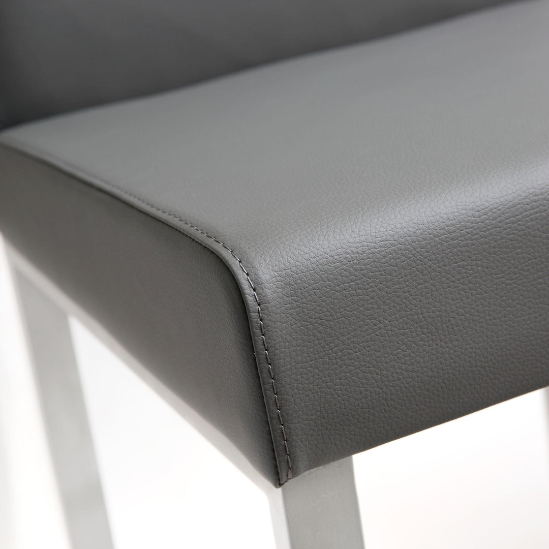 TOV Furniture Denmark Grey Stainless Steel Counter Stool (Set of 2) OTTOMANS, POUFS, + STOOLS