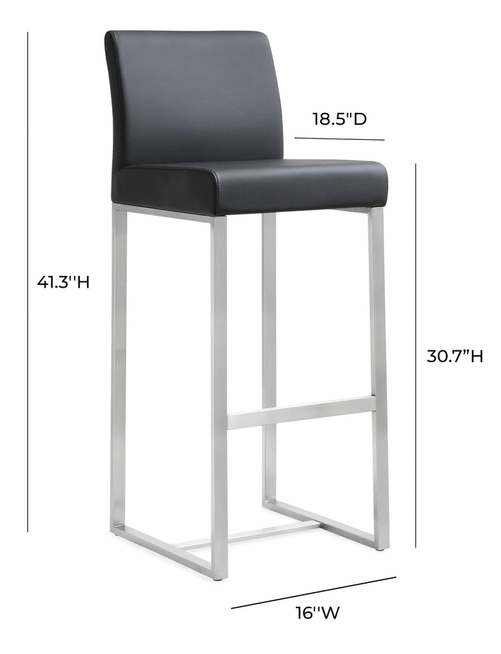 TOV Furniture Denmark Black Stainless Steel Barstool (Set of 2) OTTOMANS, POUFS, + STOOLS