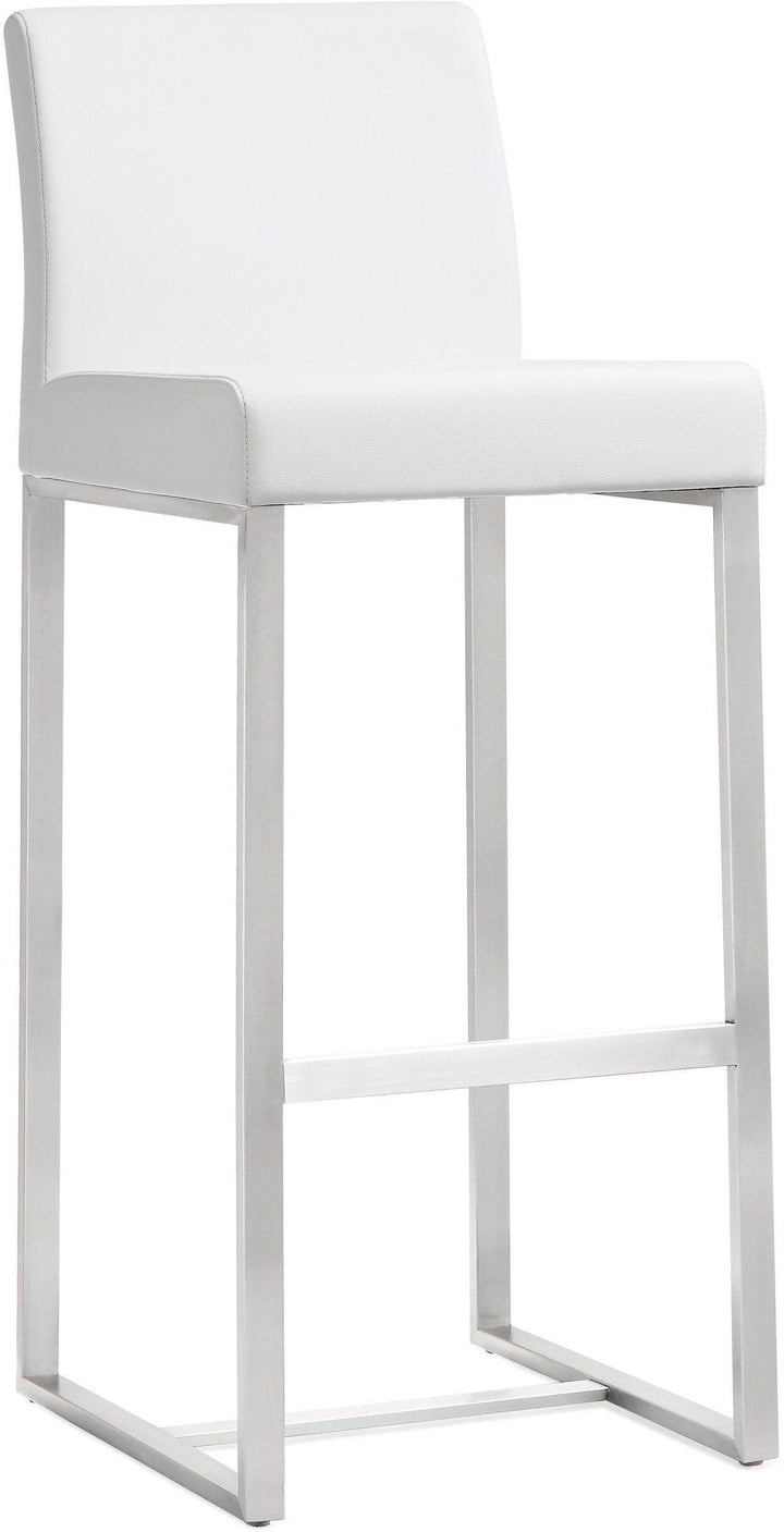 TOV Furniture Denmark White Stainless Steel Barstool (Set of 2) OTTOMANS, POUFS, + STOOLS