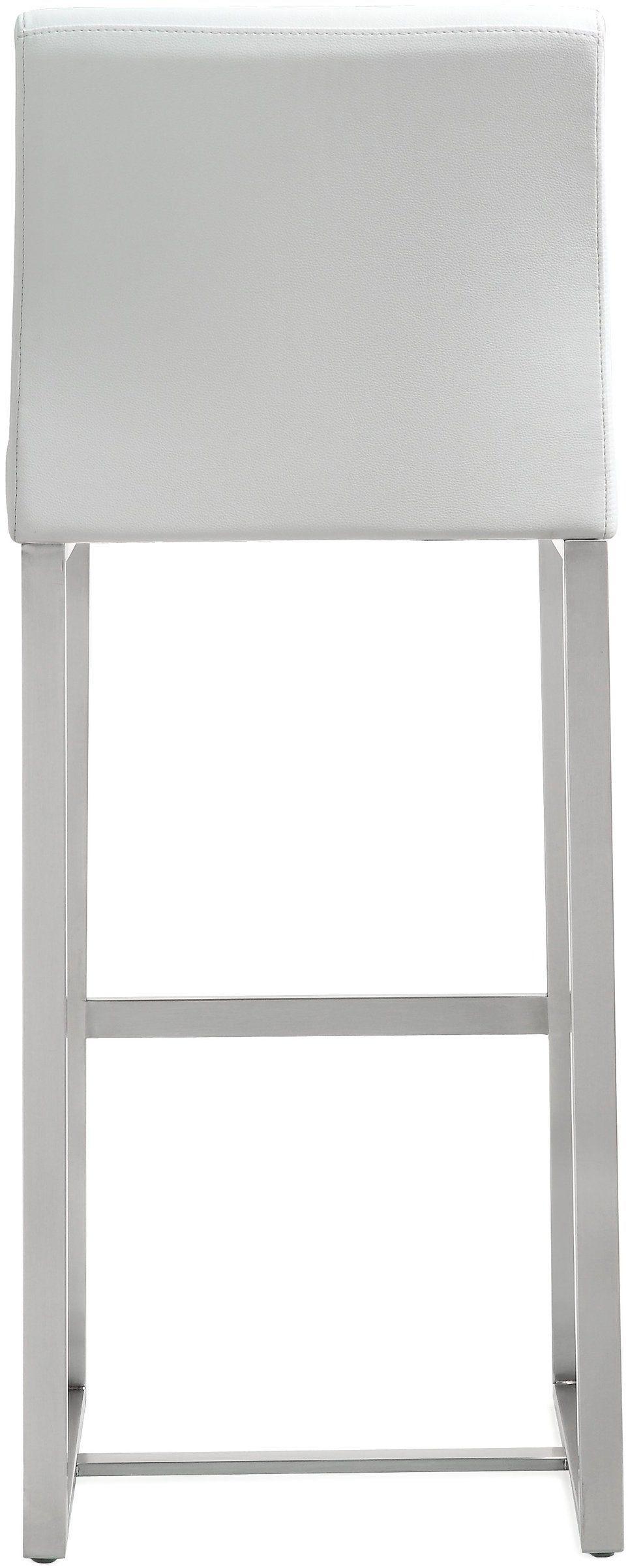 TOV Furniture Denmark White Stainless Steel Barstool (Set of 2) OTTOMANS, POUFS, + STOOLS