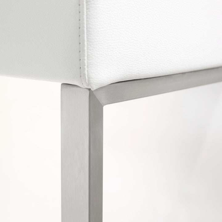 American Home Furniture | TOV Furniture - Denmark White Stainless Steel Barstool (Set of 2)