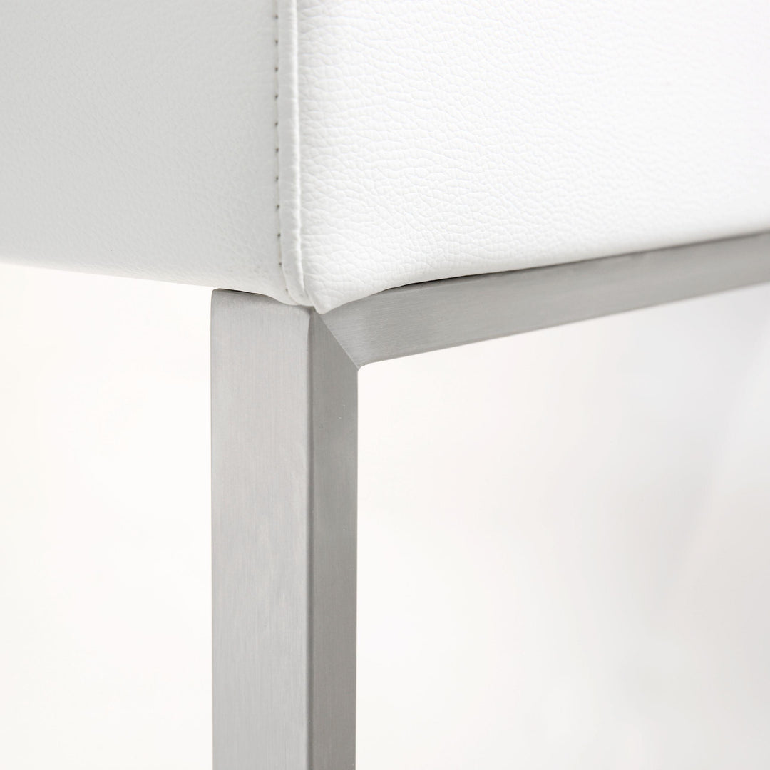 TOV Furniture Denmark White Stainless Steel Barstool (Set of 2) OTTOMANS, POUFS, + STOOLS