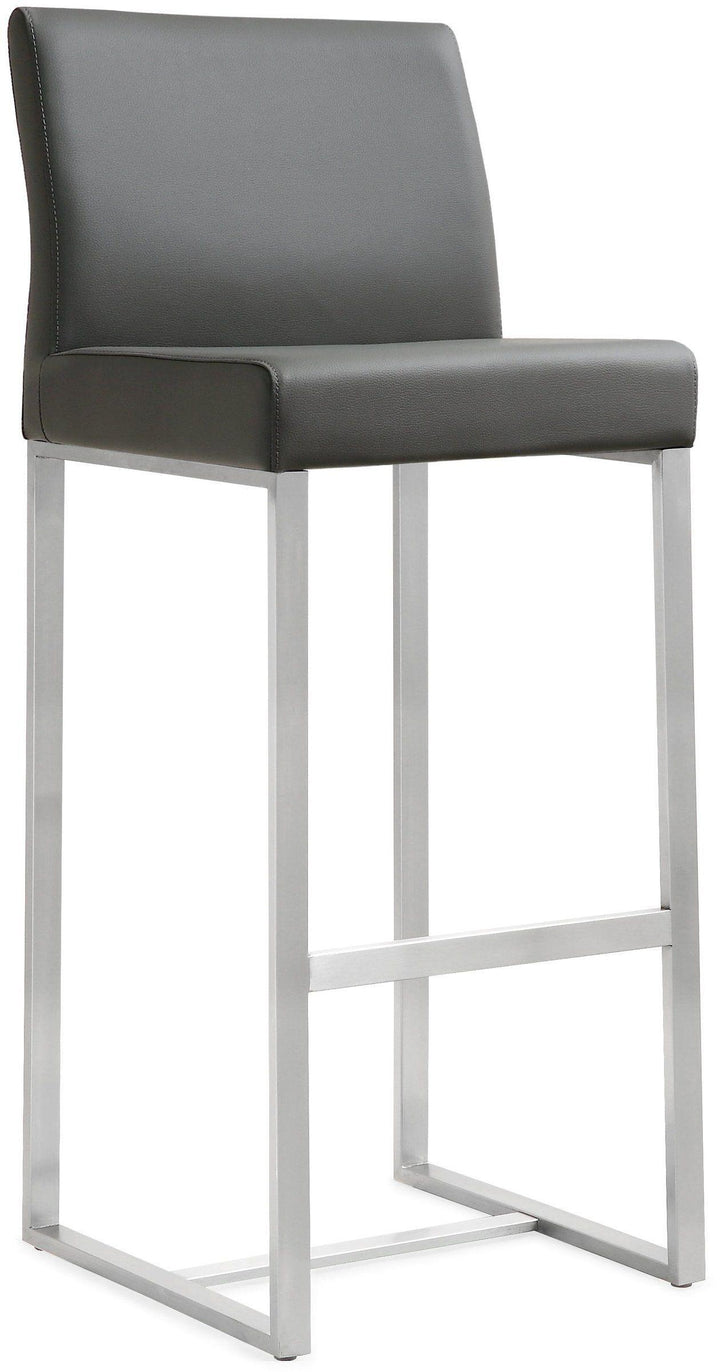 TOV Furniture Denmark Grey Stainless Steel Barstool (Set of 2) OTTOMANS, POUFS, + STOOLS