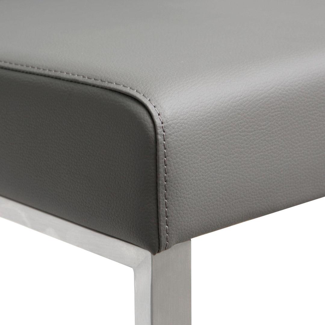 TOV Furniture Denmark Grey Stainless Steel Barstool (Set of 2) OTTOMANS, POUFS, + STOOLS
