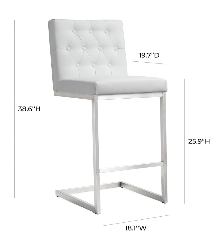 American Home Furniture | TOV Furniture - Helsinki White Stainless Steel Counter Stool - Set of 2